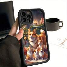 [Teléfono] Funda con diseño de cachorro Shiba Inu Corgi, estilo "Eye Staircase", divertida, elegante y con personalidad. Un teléfono sencillo y moderno para hombres y mujeres. Ideal para amantes de los perros. Un accesorio con estilo. - Negro - Ver 4