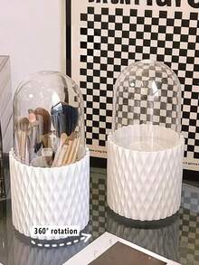 360° Rotating Makeup Brush Organizer - Cosmetic Storage Box For Lipstick, Combs & More - Durable Plastic Dresser Display Case - Multicolor - View 7