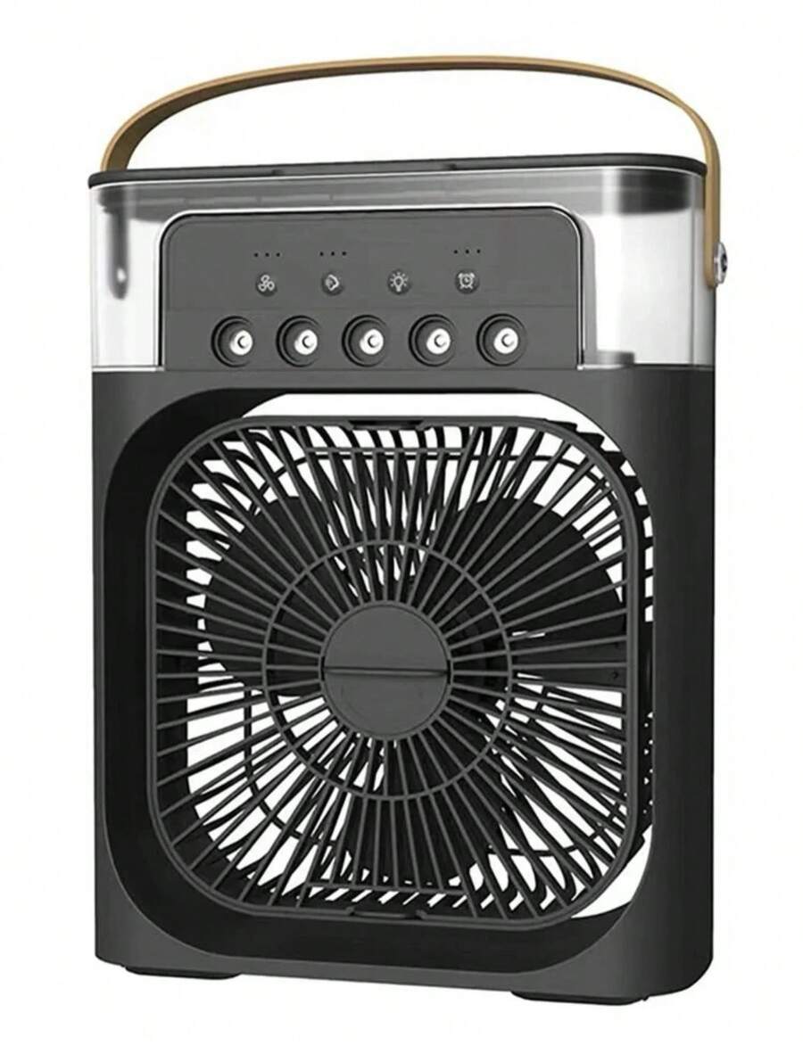 3-In-1 Desk Fan, Cooler And Humidifier With LED Light USB - Black - View 1