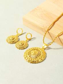 Juego de joyería de 3 piezas con hojas geométricas de zirconia microincrustada en estilo vintage, adecuado para uso diario, fiestas y regalos de festivales