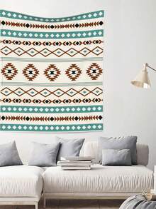 Vintage Tapestry, Wall Blanket Room Decor,  Teal Terracotta Black Cream Mixed Pattern Aesthetic Tapestry Wall Hanging For Bedroom Size S-60x40inch, M-60x50inch, L-80x60inch, XL-90x60inch, - 白色 - 查看 2