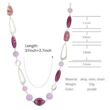 Noessla Layered Long Necklaces For Women Crystal Beaded Statement Necklace Sweater Silver Chain With Gifts Box Jewelry{Inchcolor_nameinch:Inch07-Purpleinch} - 07-紫色 - 查看 7