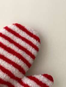 Thermal Lined Striped Fingerless Gloves With Ear Muffs, Warm And Cute Winter Set For Girls Plush Striped Fingerless Gloves With Ear Muffs, Warm And Fashionable Winter Set - Lambswool-lined Gloves - View 8