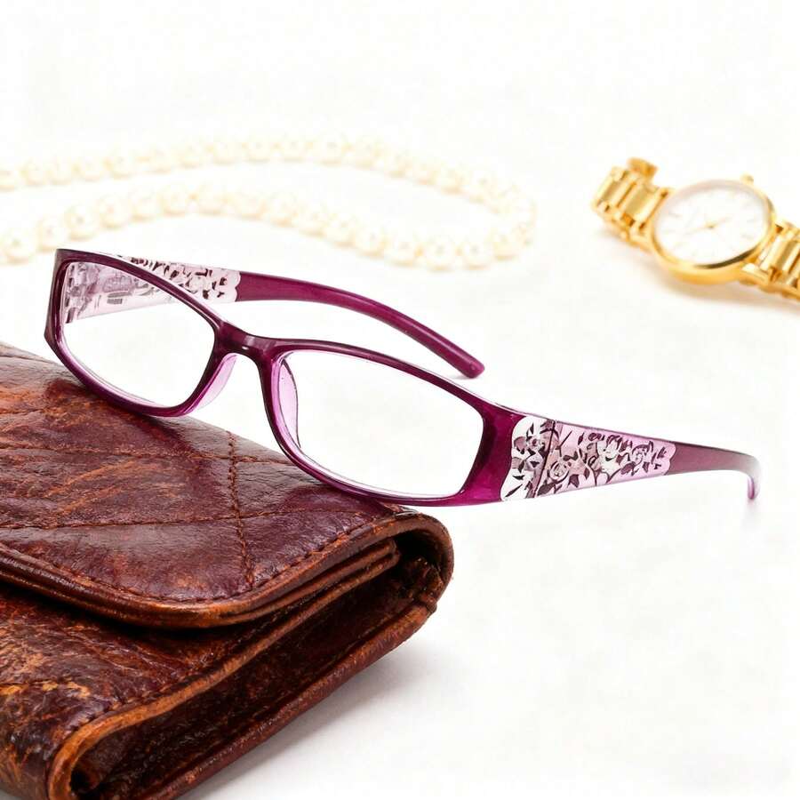 Retro Pattern Non-Prescription Glasses, Multi-Color Frame Elegant Reading Glasses, Fashion Optical Accessory - màu xanh lá - Xem 1