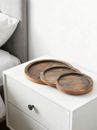 1 st rund ljusstake i trä, rustik ljusstake i trä, vintage pelarställ, bas för värmeljusfat i lantlig stil, lämplig för soffbord i vardagsrum, köksbänk, badrumsinredning