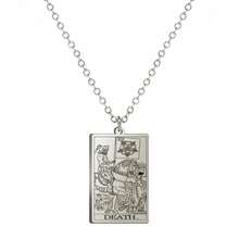 TEAMER Stainless Steel Tarot Cards Necklace Vintage Tarot Jewelry Good Luck Amulet Pendants For Women{Inchcolor_nameinch:InchSilver-DEATHinch} - 銀-死亡 - 查看 1
