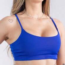 Top Gym Double Band Without Padding Thin Strap Zero Transparency Fashion Colors - azul real - Ver 1