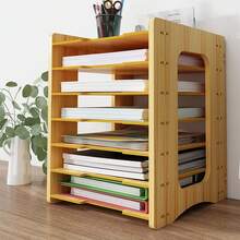 Office Desk File Cabinet Multi Layer Desktop DENSITY BOARD Storage Box Organizer - Wood Color - View 3