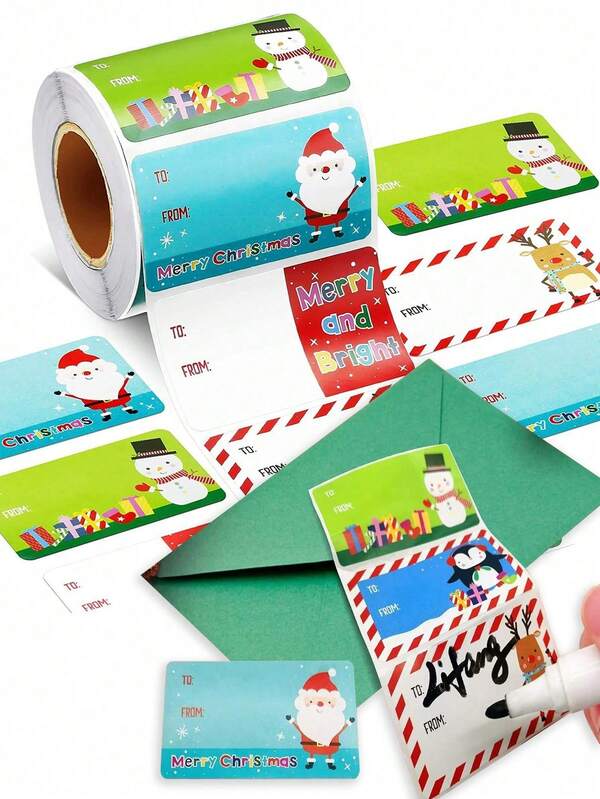 500 pezzi Etichette regalo di Natale per decorazione di regali natalizi, etichette di Babbo Natale adesive, adesivi per etichette di nome di Natale per regali e doni fai-da-te