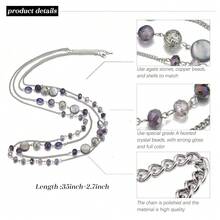 Noessla Layered Long Necklaces For Women Crystal Beaded Statement Necklace Sweater Silver Chain With Gifts Box Jewelry{Inchcolor_nameinch:InchPurpleinch} - 紫色 - 查看 8