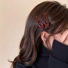 2pcs/2026, New Year Atmosphere, Wine Red Hair Clip - Non-Slip, Durable, Minimalist Design, Compact And Portable, Suitable For Daily Use, Lightweight And Small, Elegant Hair Accessory, New Year Edition Hair Clip - 2pcs - View 1