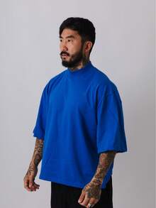 Premium High Neck Over Boxy T-Shirt - azul real - Ver 2
