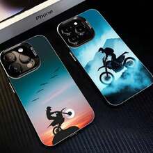 Motocross Motorcycle Dirt Bikes  Phone Case Compatible With  16,15,14,13,12,11,Mini,Pro,MAX Black Matte Shockproof Cover, Cover Compatible With  17 Pro Max Case,  17 Pro Case,  17 Case,  16 Pro Max Case - Z3 - View 1