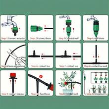 DIY Micro Drip Irrigation Kit, Automatic Garden Watering System With Adjustable Drippers, Universal Thread Connectors, Plastic, No Electricity Or Battery Needed - Multicolor - View 7
