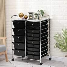 15-Drawer Rolling Storage Cart Mobile Cart With Colorful Drawers & Metal Frame - Black - View 2