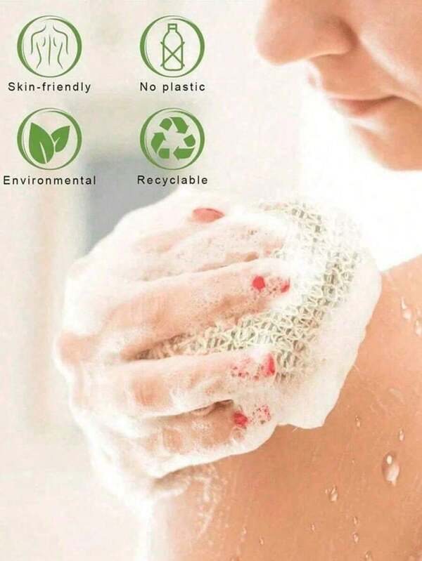 1PC Natural Jute Soap Saver Bag Bath & Face Lathering Net Cotton Mesh Pouf For Body Wash Shower Exfoliating Reusable Organic Skin Care Bathroom Essential Gentle Washcloth Alternative Home Spa Must Haves Practical Bath Companion Gift For Family Friends Homeowners
