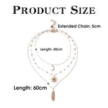 MOSTORY Crystal Sun Fairy Necklace - Crescent Moon Necklace For Renaissance Accessories Women Renfaire Fantasy Jewelry{Inchcolor_nameinch:Inchgold-Orangeinch} - 金橙色 - 查看 9