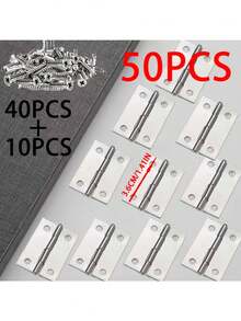 70 piezas de bisagras planas de acero inoxidable pulido - para puertas de gabinete, ventanas del hogar y cajas de madera | Accesorios esenciales de ferretería para el hogar - Multicolor - Ver 7