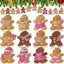 36 Pcs Gingerbread Ornaments Tree Decorations 3 Inch Gingerbread Decorations Wooden Hanging Ornaments Xmas Tree Home Kitchen Holiday Party Decor - Cute Style - View 2