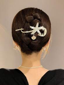 1件装时尚仿珍珠百合花水晶奢华发夹发饰,适合女性日常生活、运动、度假、旅行、海滩、派对、返校季、毕业季、节日礼物、猫耳爪夹发爪发卡、学习用品、珍珠发饰、女士度假装扮、头部配饰、发夹、母亲节礼物 - 彩色 - 查看 10