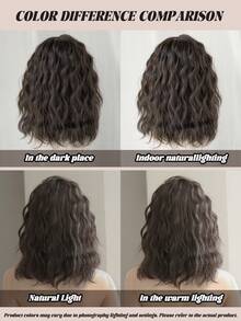 NAMM Natural Curly Brown Wigs For Women 16 Inch Shoulder Length Wig With Side Part Bangs, High Quality Heat Resistant Synthetic Fiber Wigs For Daily Use - Brown - View 8