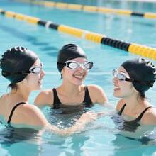 Gorros de Natación para Pelo Largo, Gorra de Silicona para Mujeres y Hombre con Gafas de Natación, Impermeable, Cómodo, Flexible, Duradero. para Pelo Largo para Mantener el Cabello Seco - 1 - Ver 6