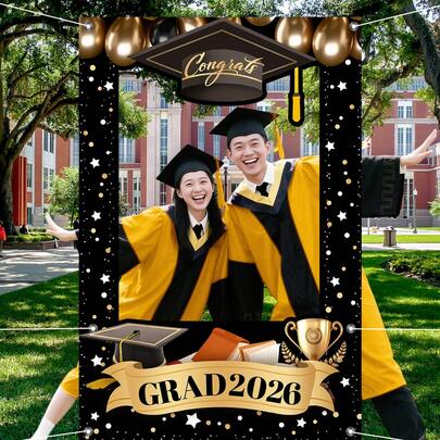 1 Set 2026 Graduation Party Photo Frame Backdrop Wall Decoration