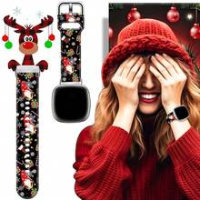 Compatible con la correa del reloj Fitbit Versa 3, Versa 4, Sense, Sense 2, correa de repuesto de silicona con patrón navideño {color_name: Negro, size_name: 4.9 a 7.9 pulgadas - BlackGno 1me - Ver 7