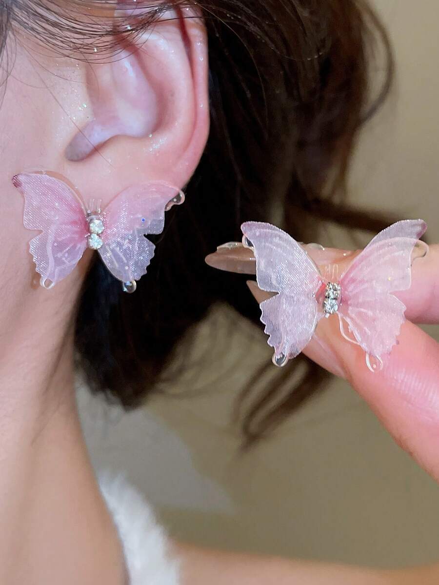 Andkiss Hoa tai trang trí bằng bướm Rhinestone