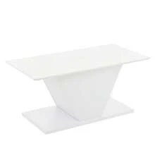 100*50*46cm Special Shape Coffee Table, Coffee Table With LED Lights, High Gloss Living Room Table, Sofa Table, Side Table, Suitable For Small Spaces, White, V-Shaped - White - View 10
