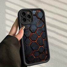 [Teléfono] Funda protectora con diseño hexagonal de lava, estilo popular de dibujos animados, diseño de escalera de ojos, divertida y única. Compatible con 16/15/14/11 - Negro - Ver 7