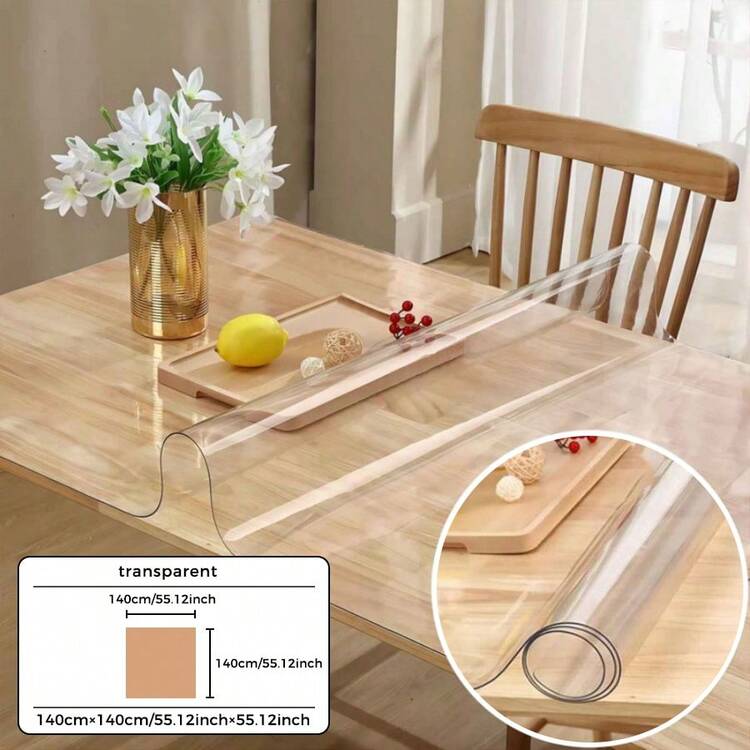0.25mm Thick Transparent PVC Tablecloth, Scratch-Resistant Heat-Resistant Tabletop Protective Film, Suitable For Home, Hotel, Dining Table, Coffee Table, Household Use - White - View 22