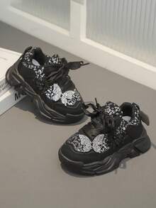 1双儿童透气网面运动鞋，韩版时尚幼儿防滑软底鞋，舒适透气婴儿鞋，便捷魔术贴设计，春夏款 - 黑色 - 查看 6