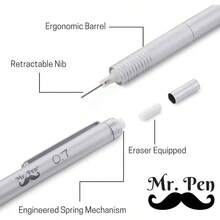 - 0.7mm Mechanical Pencil With Case, Metal Drawing Pencils - 銀色 - 查看 3