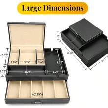 Mens Jewelry Box Nightstand Organizer - Everyday Carry Valet Tray For Men - Watch And Jewelry Box For Men With Large Smartphone Charging Station - Mens Jewelry Organizer And Valet Box - Ivory - View 2