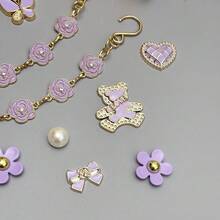 18Pcs Flower Shoe Chain Charms For Women, Bling Shoe Charms For Girls Clog Sandals, Girly Shoe Chains, DIY Shoe Decoration Accessories For Party Favor - 紫色 - 查看 8