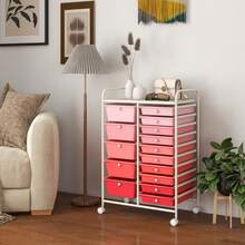 15-Drawer Rolling Storage Cart Mobile Cart With Colorful Drawers & Metal Frame - Bột chuyển màu - Xem 3