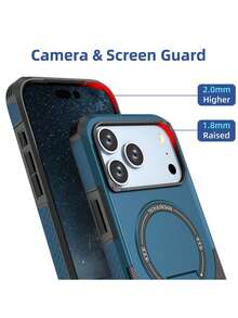 1 buah Casing Pelindung Magnetik Warna Solid Modis Baru Kompatibel dengan iPhone 11 12 13 14 15 16 17 Pro Max, Anti-Jatuh Anti-Sidik Jari Casing Ponsel Perlindungan Penuh Kompatibel dengan S25 S25+ S25U - Biru - View 3