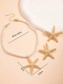 1 Set Of Summer Vacation Beach Style Starfish Pendant Necklace, Personalized Earrings, Women's Jewelry Set - Starfish - View 4