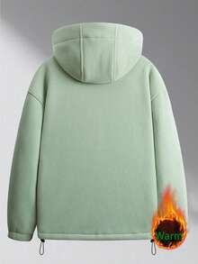 Men's Autumn/Winter Thick Hooded Sweatshirt Sweatshirt, Casual & Fashionable Fleece Jacket - Green - View 2
