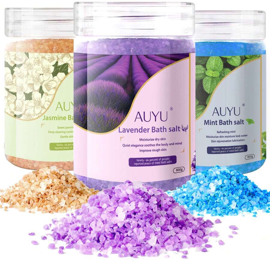 600克/21.16盎司薰衣草、薄荷和茉莉花香浴盐，深层去角质海盐足浴，令肌肤柔软焕新 - 薰衣草 - 查看 1