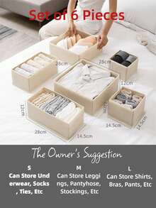 一套6/3/1件布艺文胸收纳盒，可用于衣柜空间收纳文胸、袜子、内裤、衬衫、领带等，适用于卧室、衣柜、抽屉、床边，可作圣诞礼物，米色 - 彩色 - 查看 17