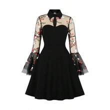 Women's Vintage Polka 1950s Audrey Retro Prom Dress 50's 60's A - Line Cocktail Party Swing Dress - Lớn + Z#thêu - Xem 1