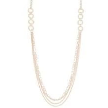Noessla Layered Long Necklaces For Women Crystal Beaded Statement Necklace Sweater Silver Chain With Gifts Box Jewelry{Inchcolor_nameinch:Inch34-Rosegoldinch} - 34-玫瑰金 - 查看 1