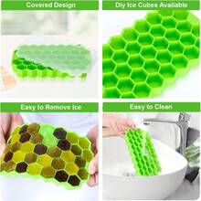 1 Piece Ice Cube Mold With Sealing Lid, Premium Ice Cube Tray, 20 Ice Trays, Reusable, Hexagonal Ice Cube Mold, Suitable For Cold Drinks, Whiskey, Cocktails, Food. - 隨機 - 查看 8