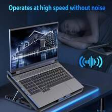 Laptop Cooling Pad, Laptop Cooler With 6 Quiet Fans For 12-17 Inch Notebook Gaming Fan Stable Stand, 5 Height & Wind Speed Adjustable, 2 USB Port & Phone Holder (Black) - 黑色 - 查看 6