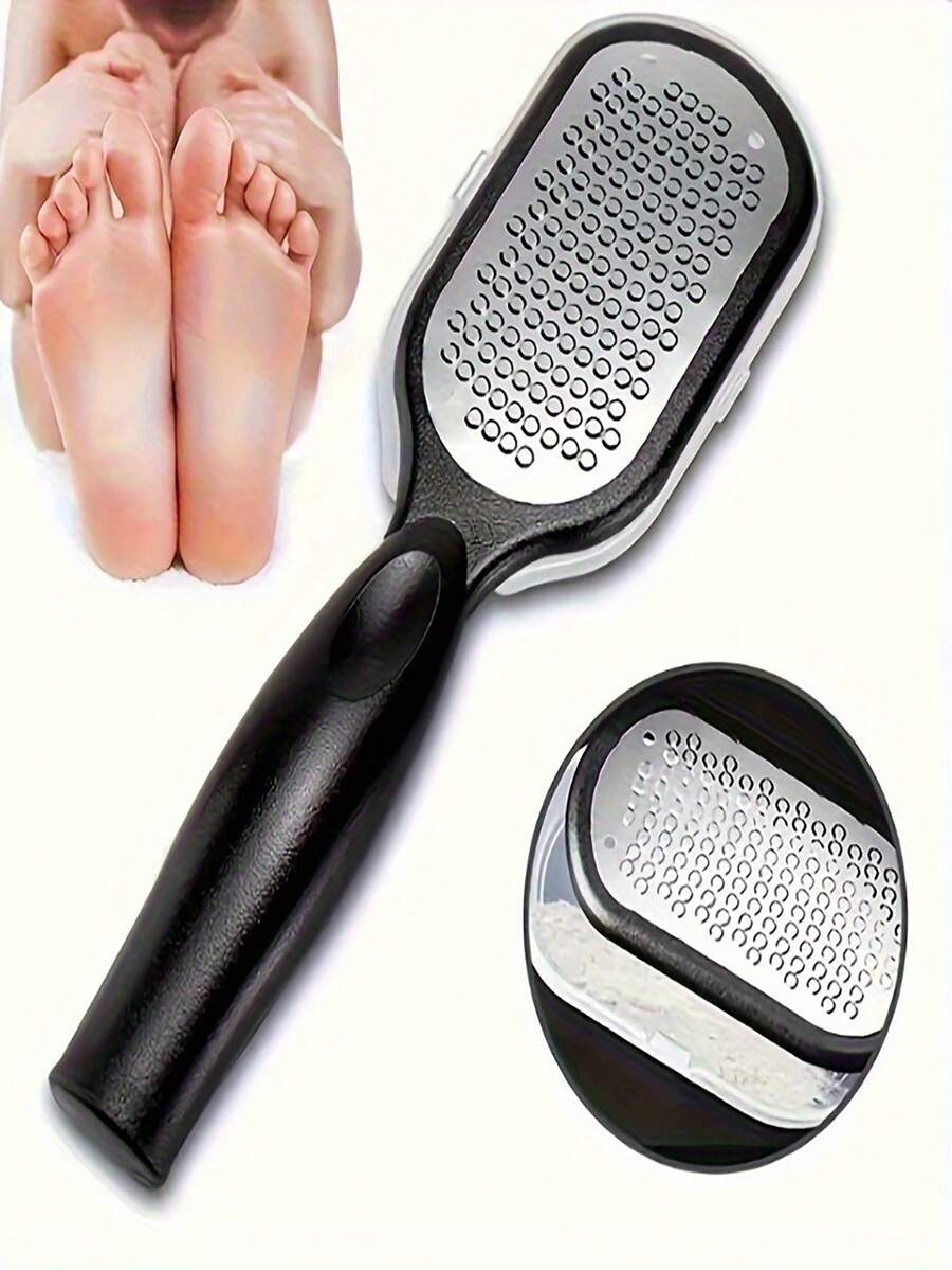 1pc Professional Stainless Steel Foot Scrubber | Splash-Proof Design, Ergonomic Handle, Coarse & Fine Sanding Surfaces, Made Of Plastic, Ideal For Home Spa Pedicure And Manicure - Multicolor - View 1