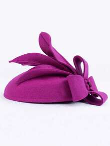 HIMESPORT Elegant Wool Felt Fascinator Hat For Women - Flower Bead Decor, Formal Church Tea Party, Cocktail Dress Wedding Bride Hats Black White Camel Gray Burgundy