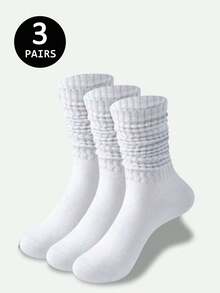 3 Pairs Women's Plain White Slouch Socks (No Cardboard)