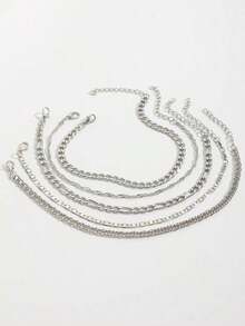 5pcs/Set Minimalist Chain Anklet - Silver - View 3